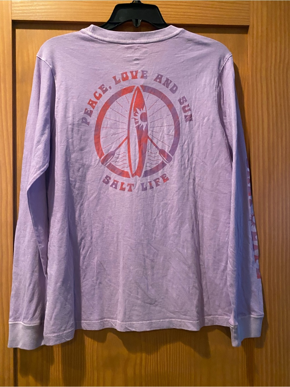 Salt Life Women’s Lavender Crew Neck L/S Peace Love And Sun Shirt NWT Size S